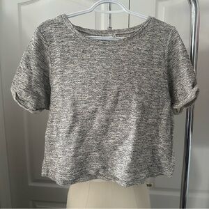 H&M Gray Short Sleeve Women's Crop Top Size L Textured